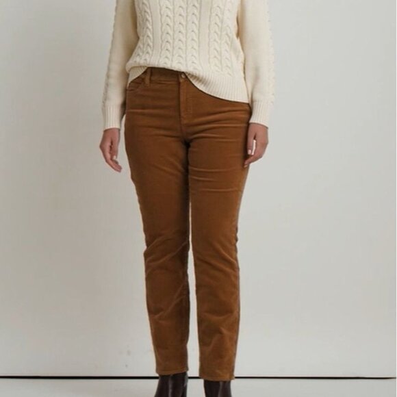 Ralph Lauren Womens Corduroy Mid-Rise Straight Leg Pants Brown Camel NWT - Picture 2 of 11